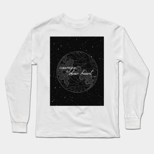 courage, dear heart- C.S. Lewis quote in starry night with moon illustration Long Sleeve T-Shirt